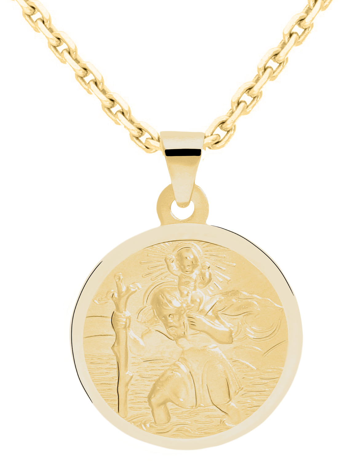 Heiliger Christophorus - Christopherus Motivanhänger 375 Gold - Ø 14mm