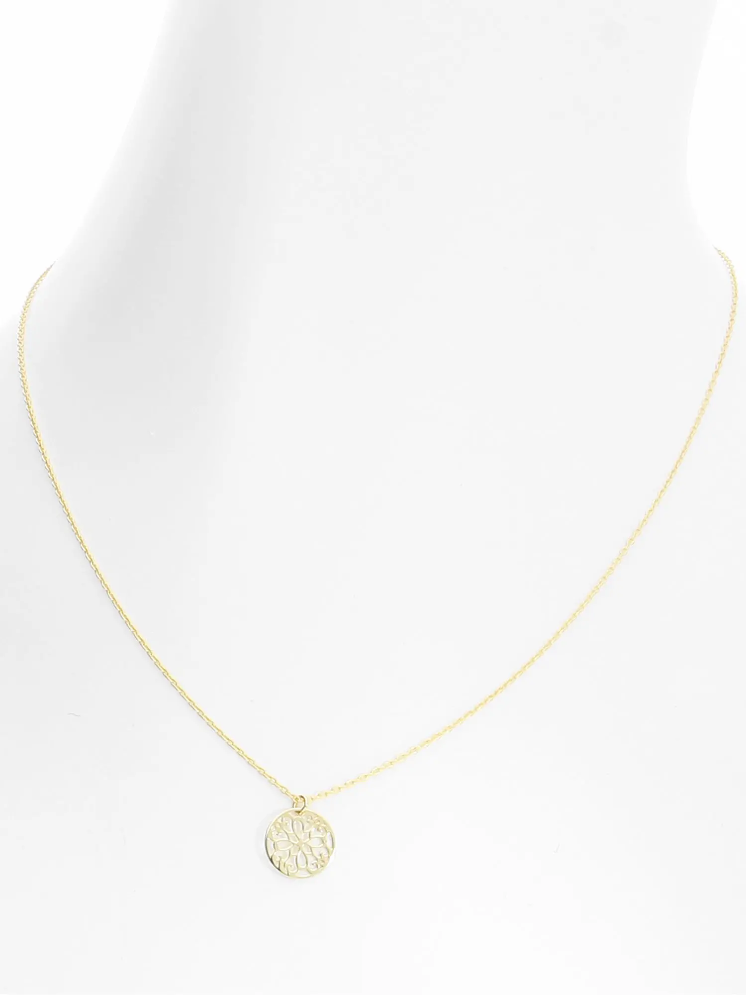 Halskette mit Anhänger aus echtem Gelbgold - Flor de Vida | Büstenansicht