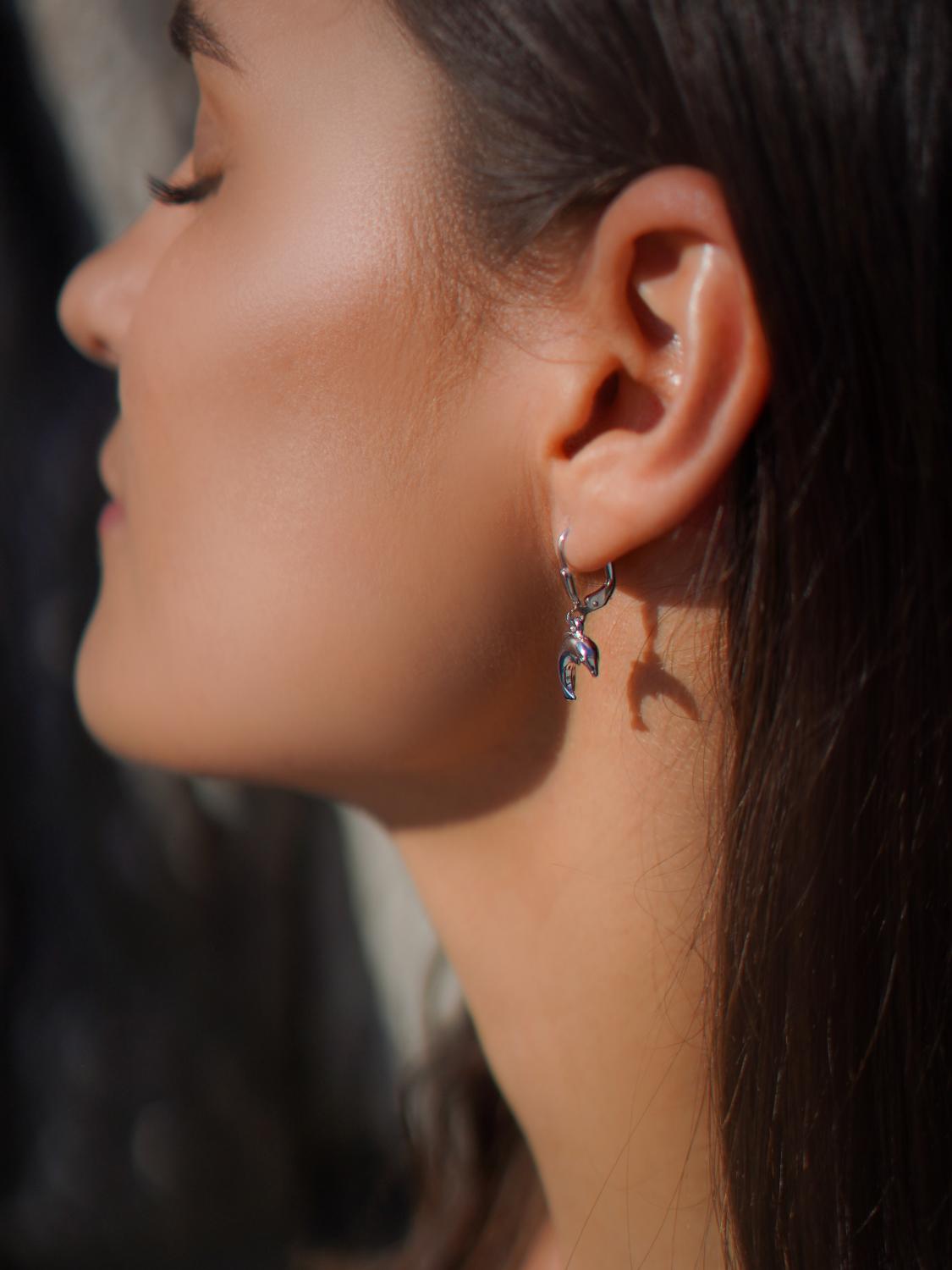 Ohrringe hängend Damen & Mädchen Silber 925 ohne Stein Delfin | Delfino