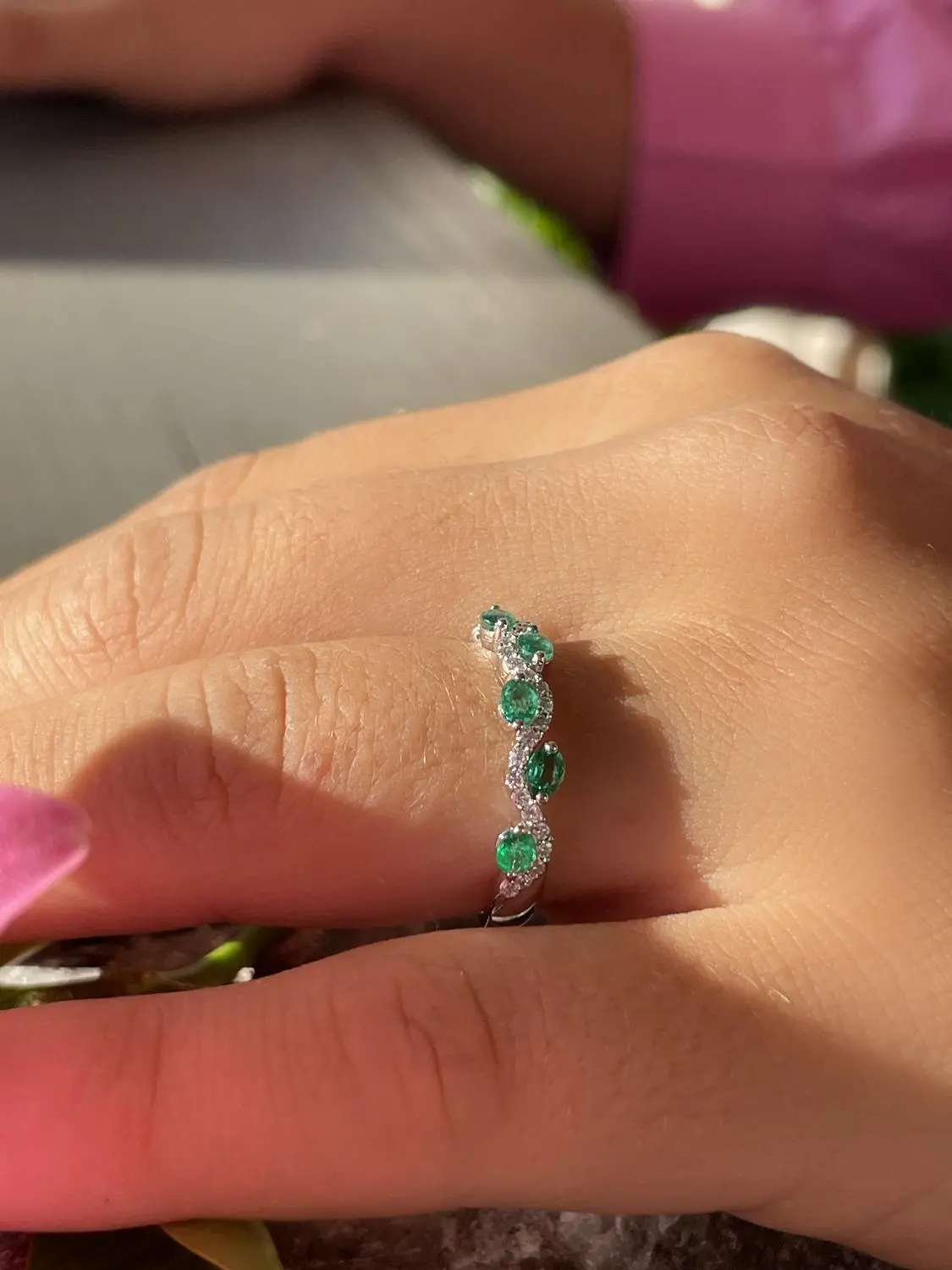 Castania | Ring aus echtem Weißgold - Smaragd | Ansicht 3