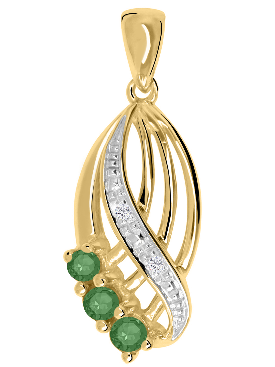 Damenanhänger aus echtem Gelbgold & Weißgold mit Diamant & Smaragd Edelsteinen - Our Lady | Produktansicht
