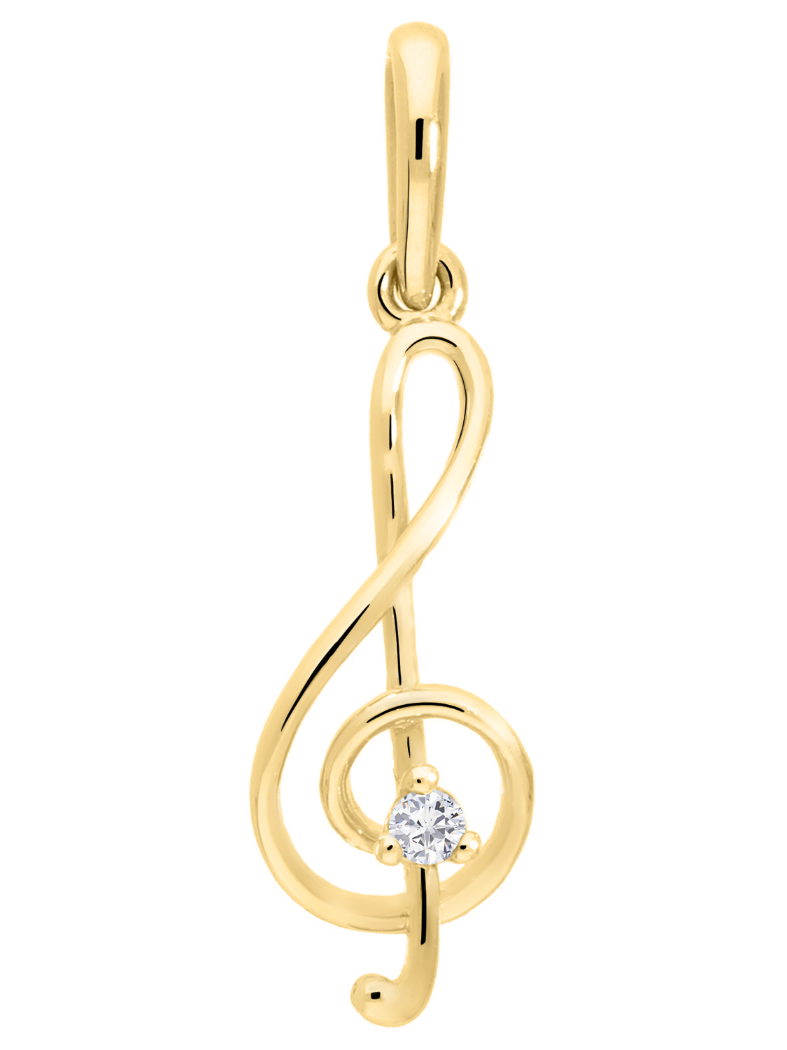 Melody - Damen & Mädchen Kettenanhänger Notenschlüssel 585 Gold mit Zirkonia