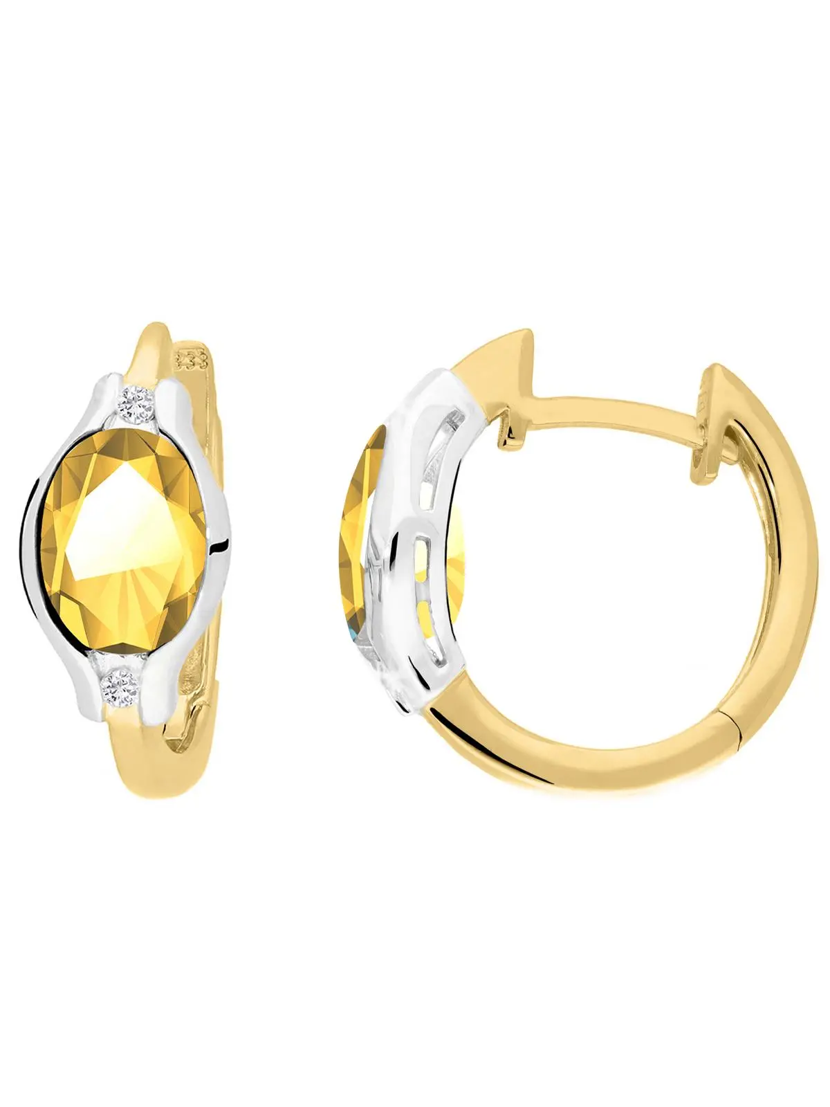 Athene - Damen Ohrringe Gold 375 Citrin Zirkonia Edelsteinohrringe