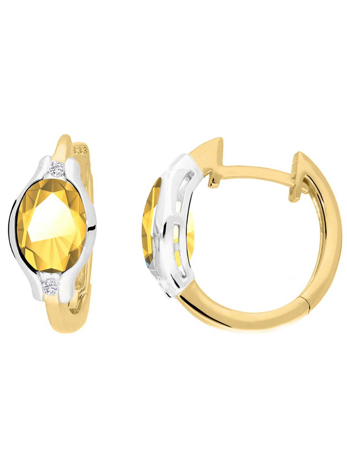 Athene - Damen Ohrringe Gold 375 Citrin Zirkonia Edelsteinohrringe