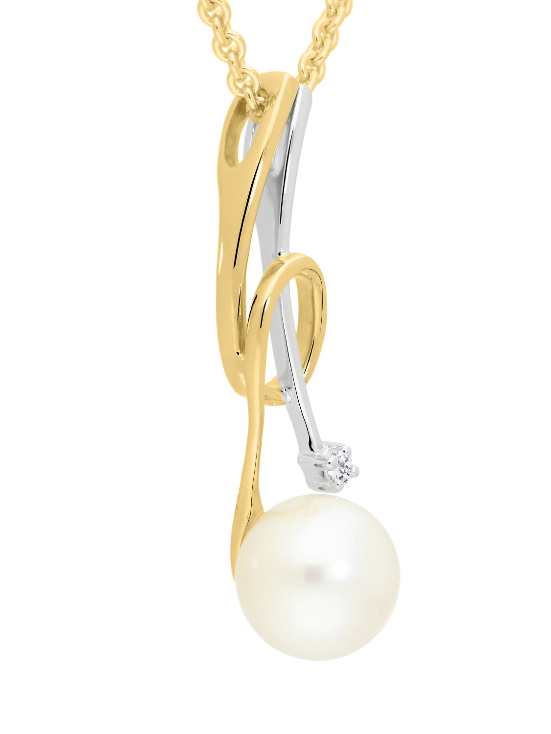 Ekaterina - Diamant Perlenanhänger 375 Weiß- & Gelbgold