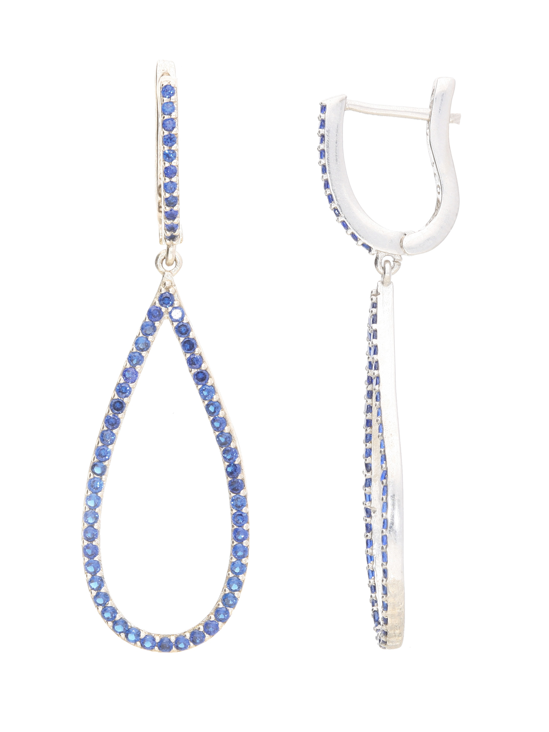 Damenohrringe aus echtem Sterlingsilber mit blauen Zirkonia - Estella | Seitenansicht