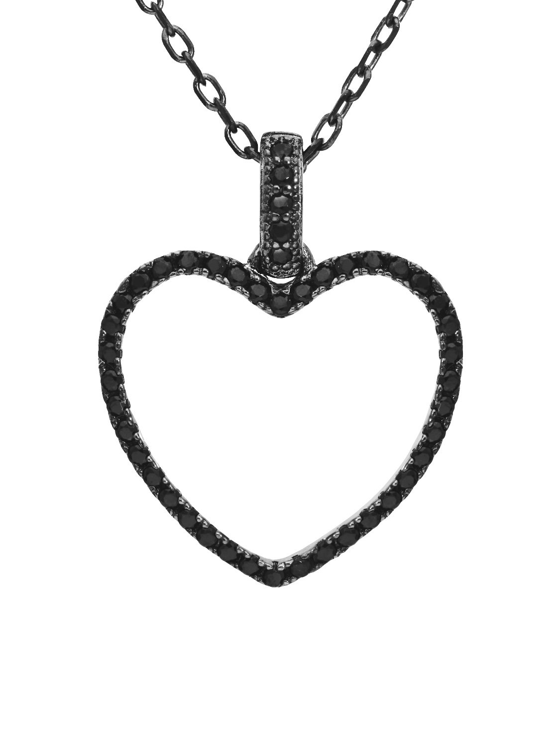 Yasmin - Zirkonia Herz Kette mit Anhänger 925 Silber - Oxidiert