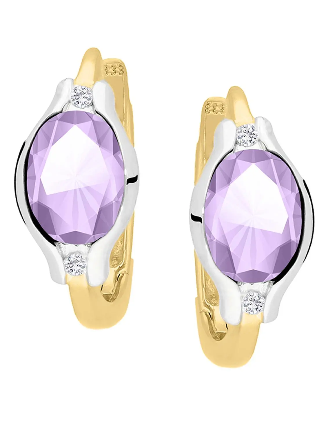Ohrringe Damen Gold 375 mit Amethyst & Zirkonia | Athene