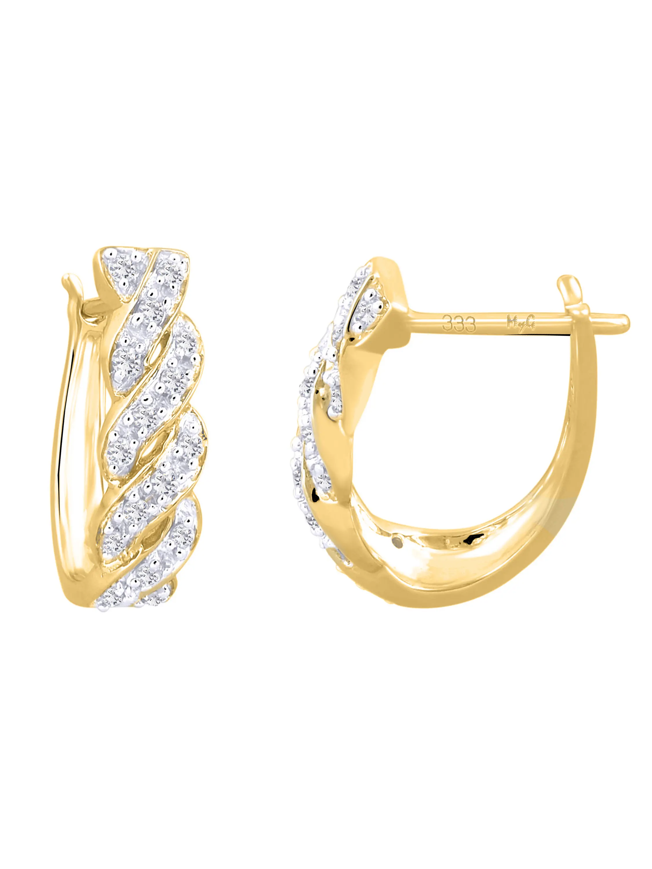 Damencreolen aus echtem Gelbgold mit Diamant - Melania | Detailansicht