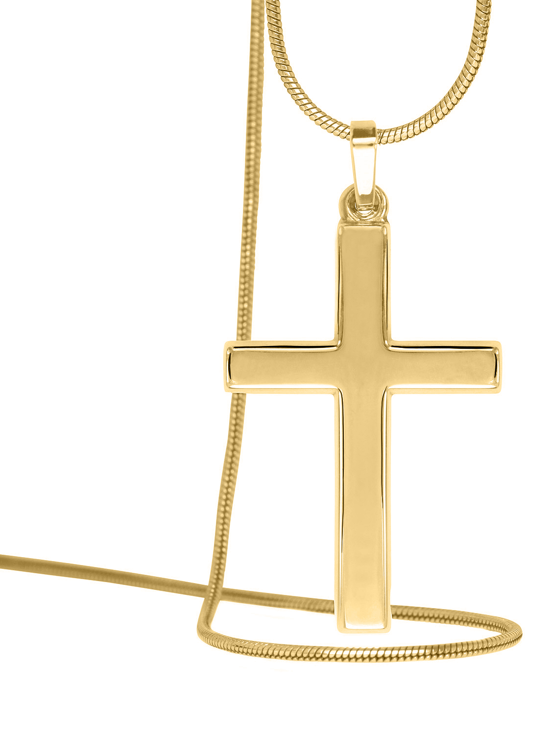 Kreuzanhänger für Damen & Herren aus echtem Gelbgold - Hoss | Kettenansicht