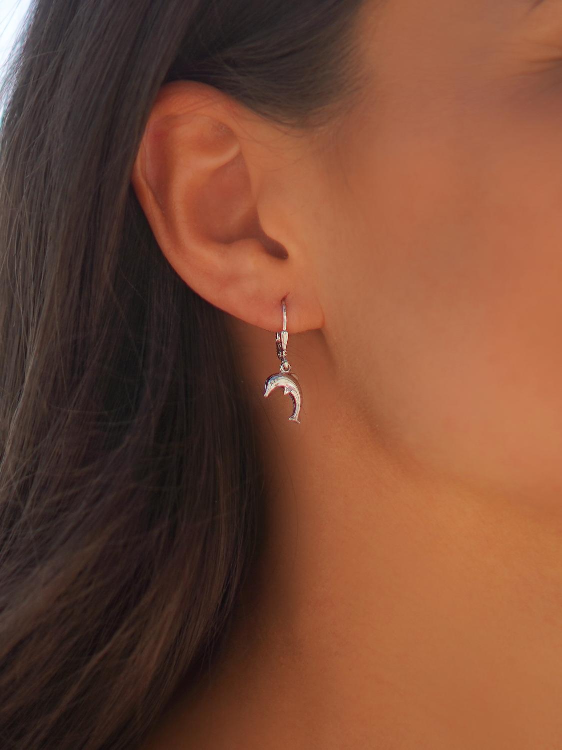 Ohrringe hängend Damen & Mädchen Silber 925 ohne Stein Delfin | Delfino