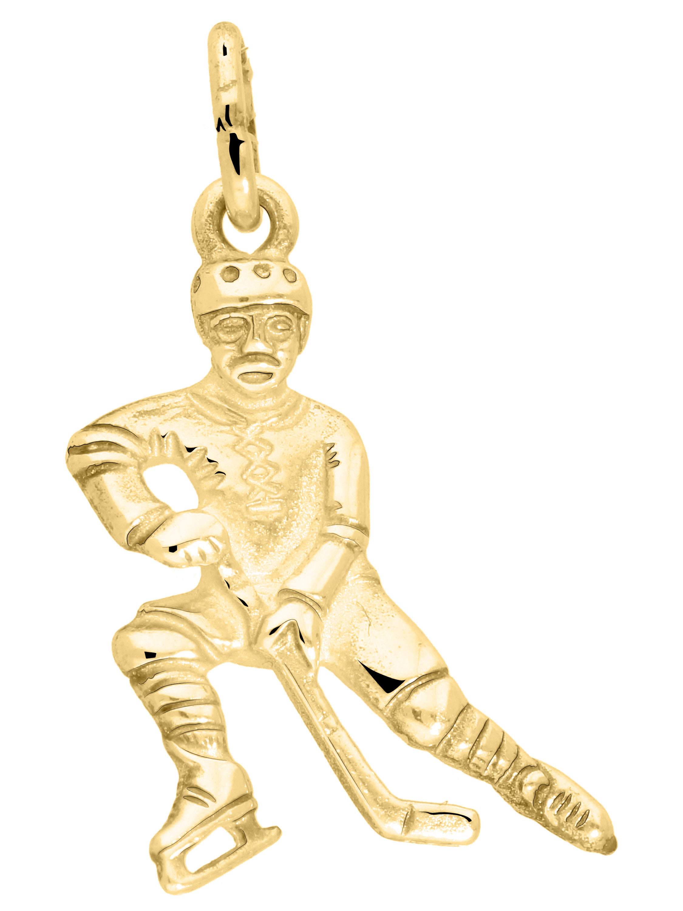 Herrenanhänger aus echtem Gelbgold mit Motiv Eishockeyspieler - Jost | Produktansicht