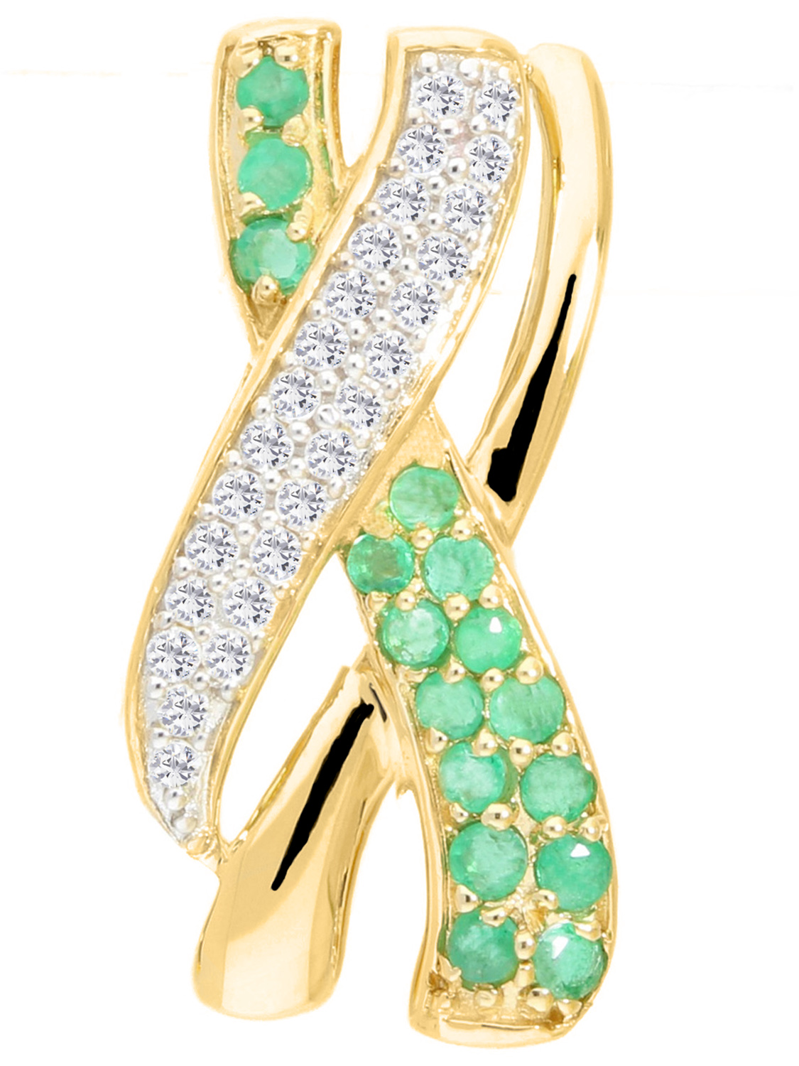 Jacotte - Smaragd Diamant Edelsteinanhänger 750 Gold - 0,10ct.