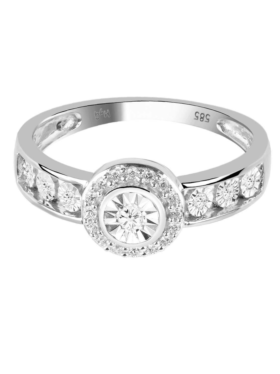 Ring aus echtem Weißgold mit Diamant - Jana | Detailansicht
