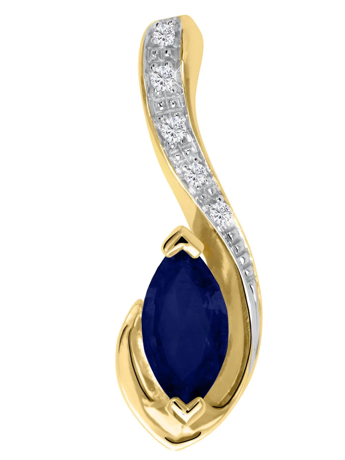 Eunundi | Anhänger aus echtem Gelbgold mit Saphir & Diamant | Ansicht 1 Eunundi | Anhänger aus echtem Gelbgold mit Saphir & Diamant | Ansicht 1