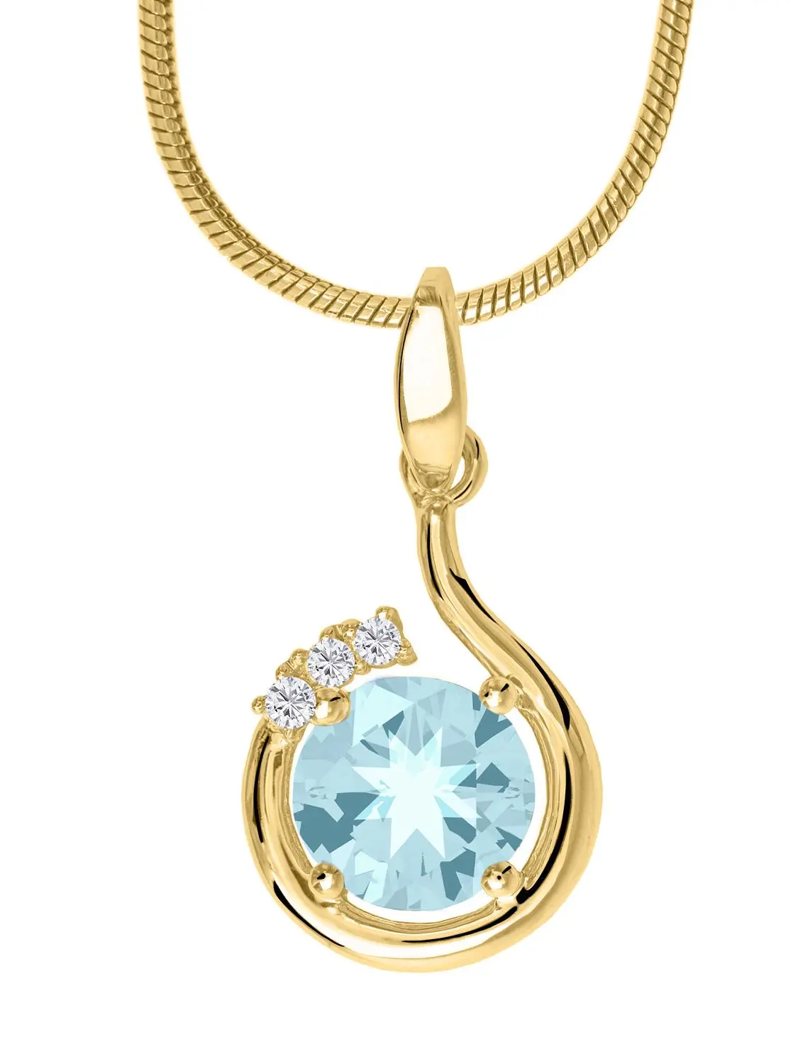 Sals | Anhänger aus Gold mit echtem Blautopas Edelstein & Zirkonia | Ansicht 2 Sals | Anhänger aus Gold mit echtem Blautopas Edelstein & Zirkonia | Ansicht 2