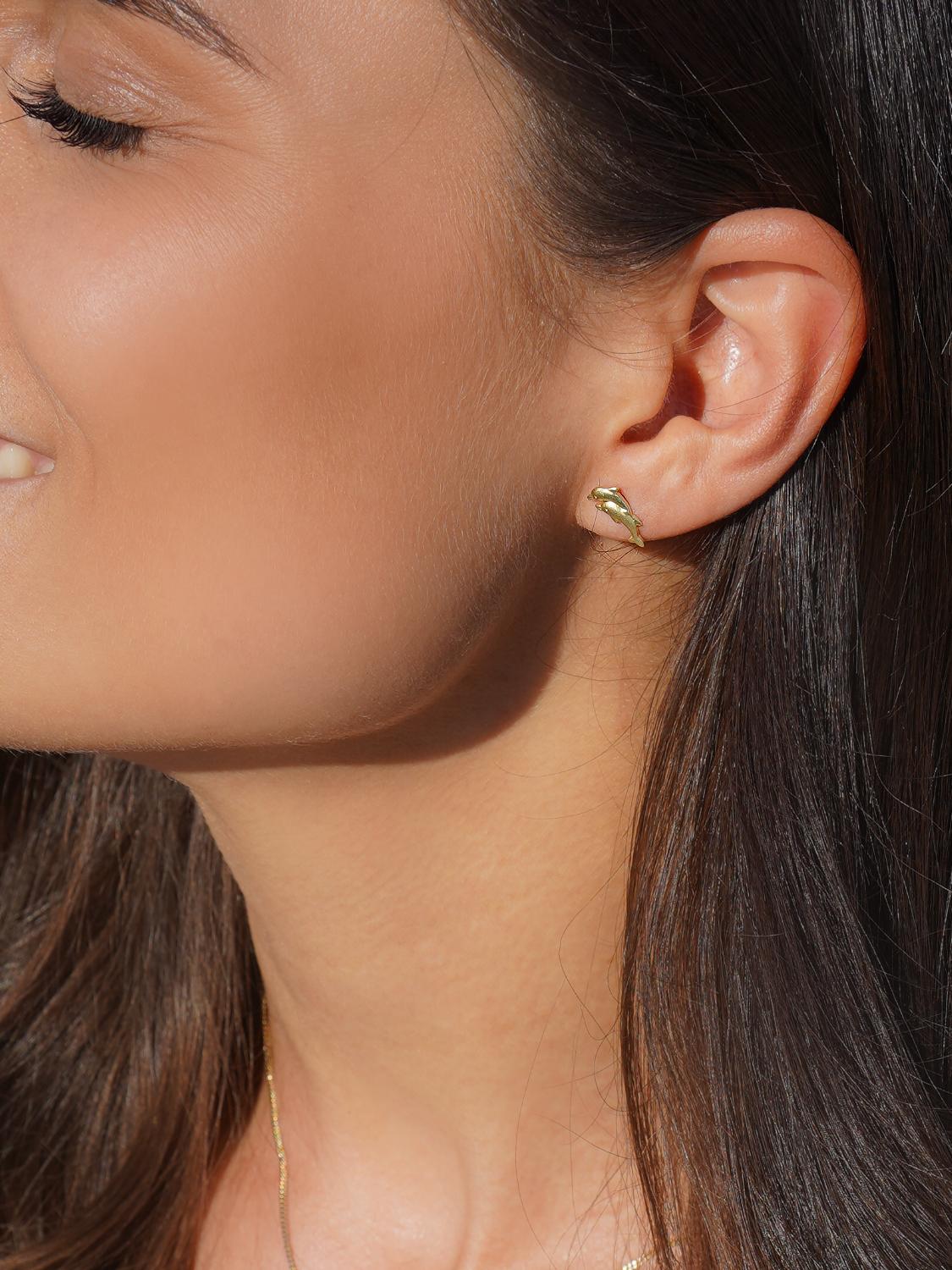 Ohrringe Damen & Mädchen Gold 333 ohne Stein Delfin | Dolphin Twins