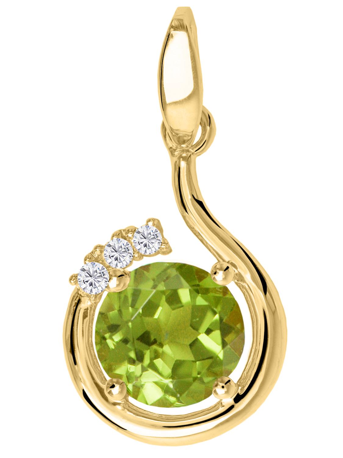 Sals | Anhänger aus Gold mit echtem Peridot Edelstein & Zirkonia | Ansicht 1