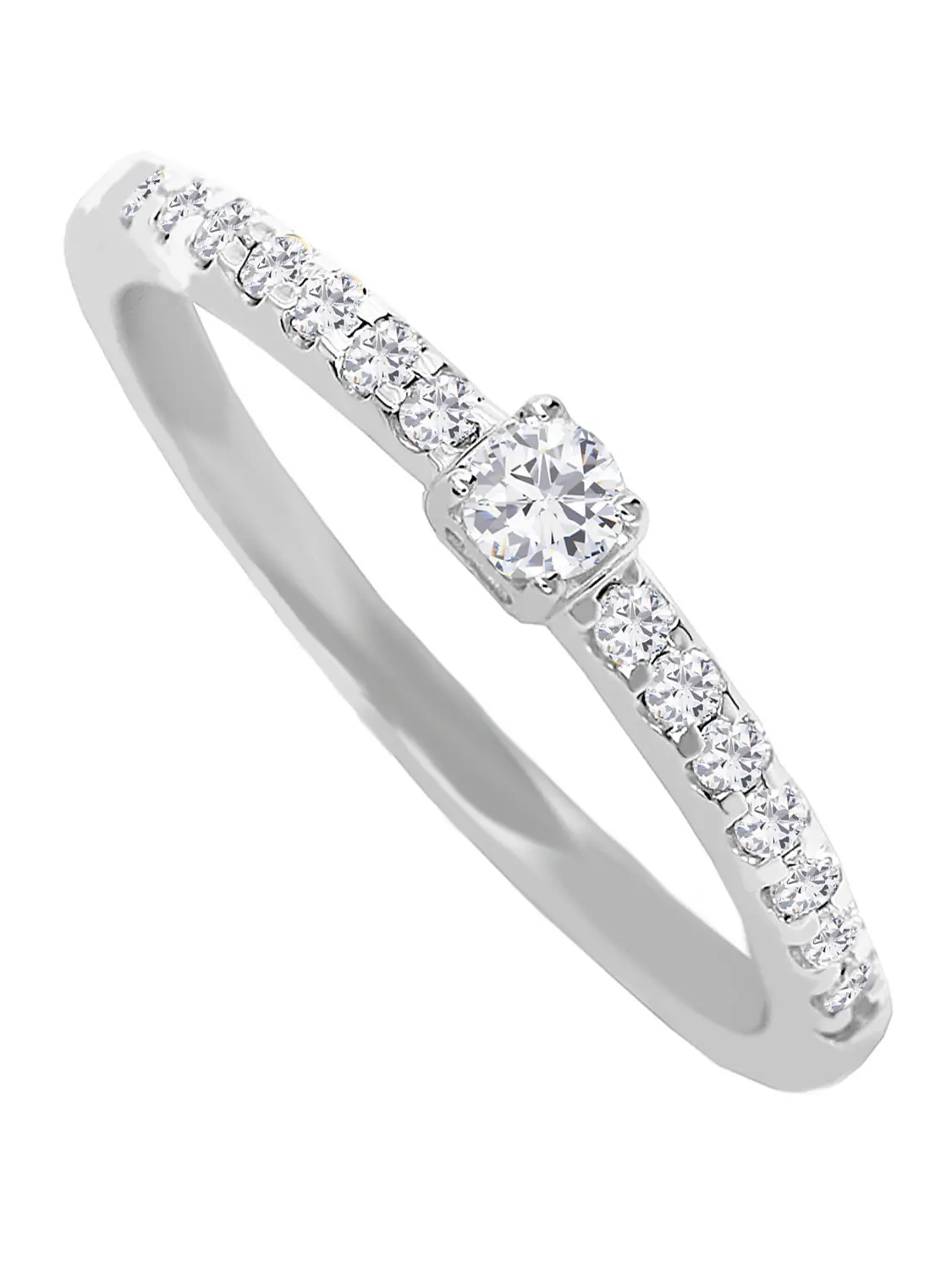 Verlobungsring aus echtem Weißgold mit Diamant - Gaura | Produktansicht