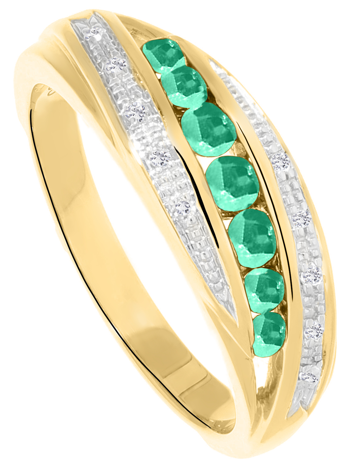 Aurora - Ring 585 Gold mit Edelstein Smaragd & Diamant - Größe 58