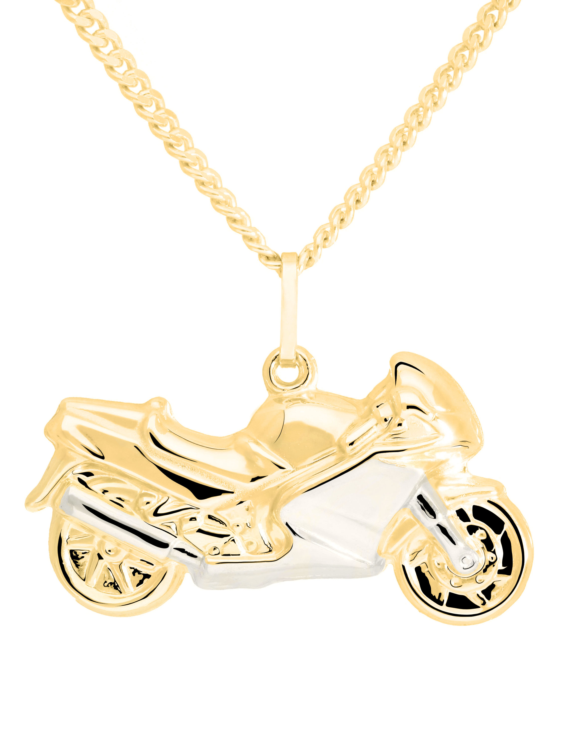 Biker - Motorrad Motivanhänger 585 Weiß- & Gelbgold