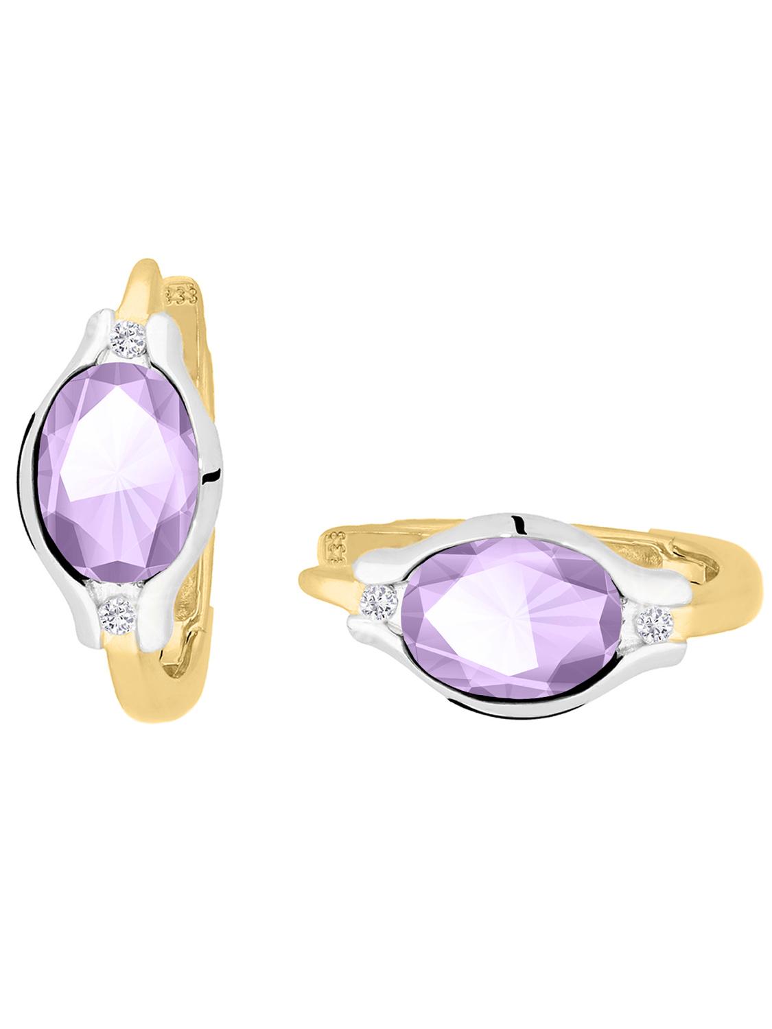 Athene - Damen Ohrringe Gold 375 Amethyst Zirkonia Edelsteinohrringe