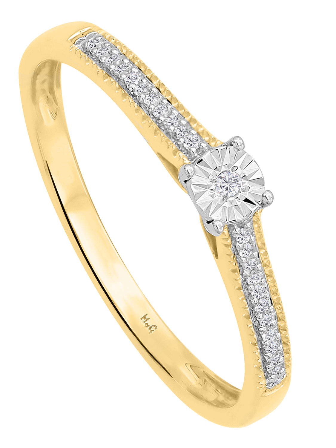 Verlobungsring aus echtem Gelbgold & Weißgold mit Diamant - Merry Joy | Produktanischt