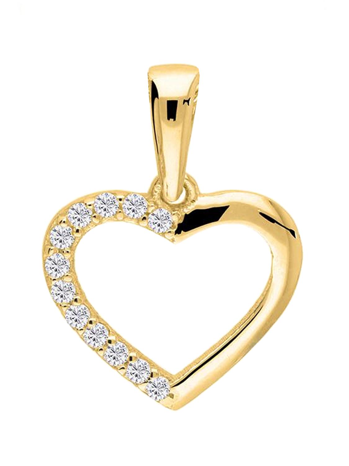 Sarah - Damen & Mädchen Herzanhänger Gold 750 mit Zirkonia