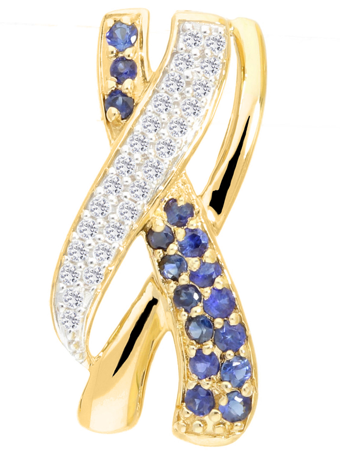 Damenanhänger aus echtem Gelbgold mit Diamant & Saphir Edelsteinen - Jacotte | Produktansicht