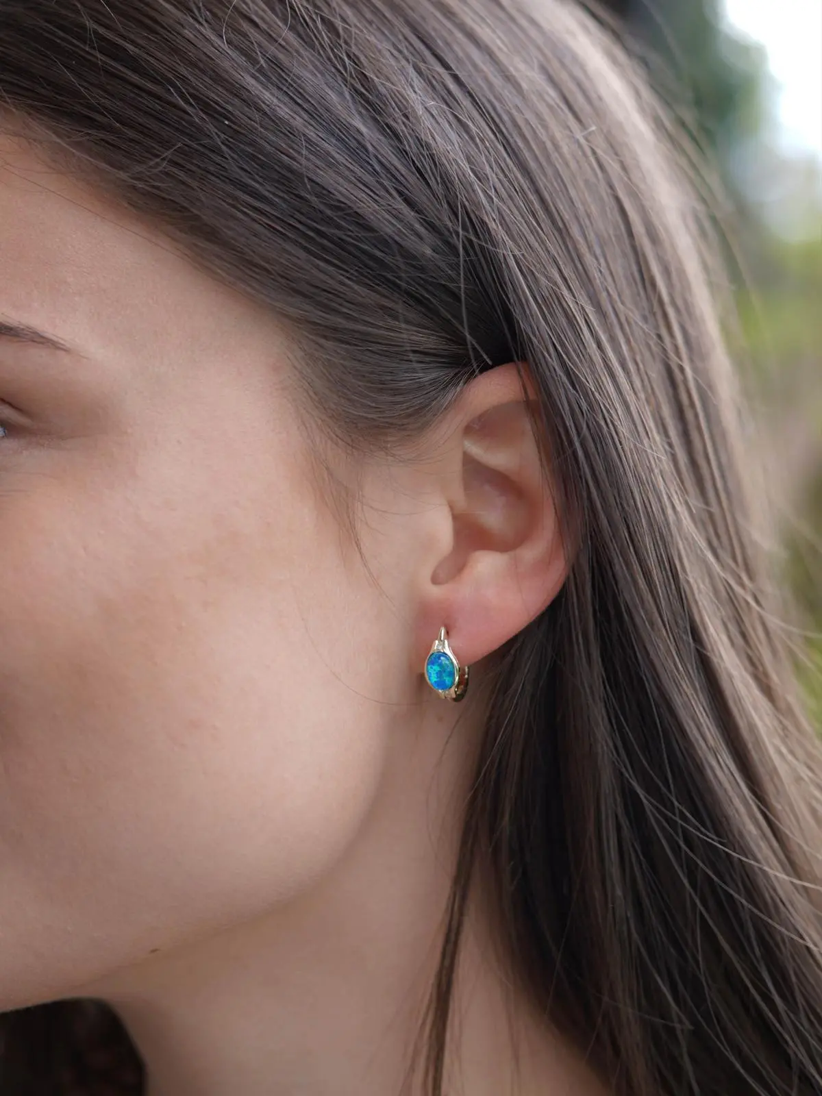 Ohrringe Damen Gold 375 mit Opal & Diamant | Athene