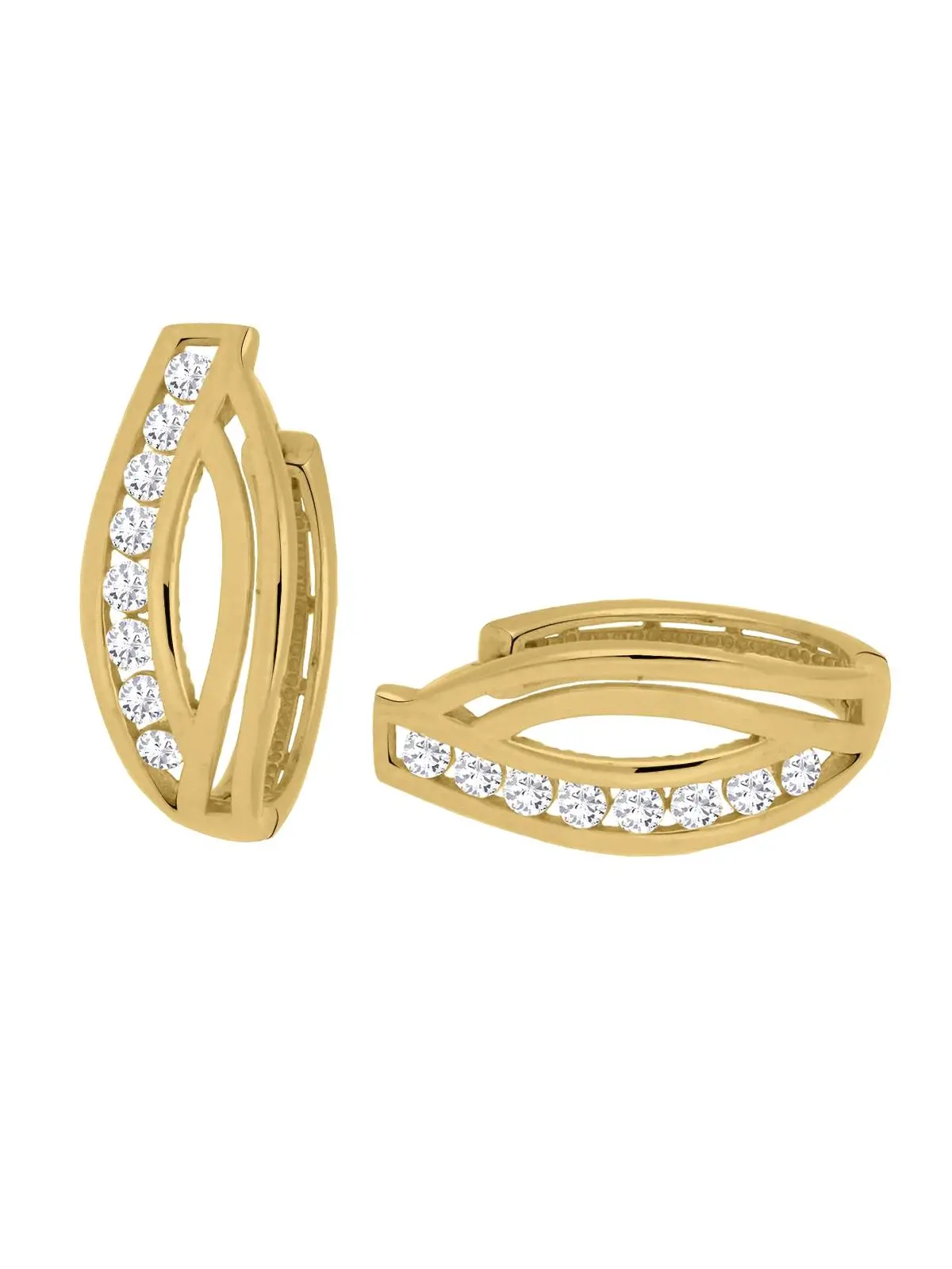 Damenohrringe aus echtem Gelbgold mit Zirkonia - Artisana | Detailansicht Damenohrringe aus echtem Gelbgold mit Zirkonia - Artisana | Detailansicht