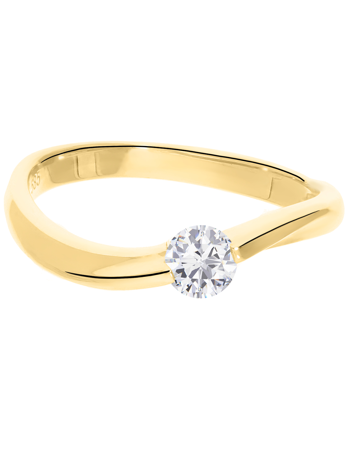 KissnTell - Damen Verlobungsring Gold 585 Zirkonia - Größe 50