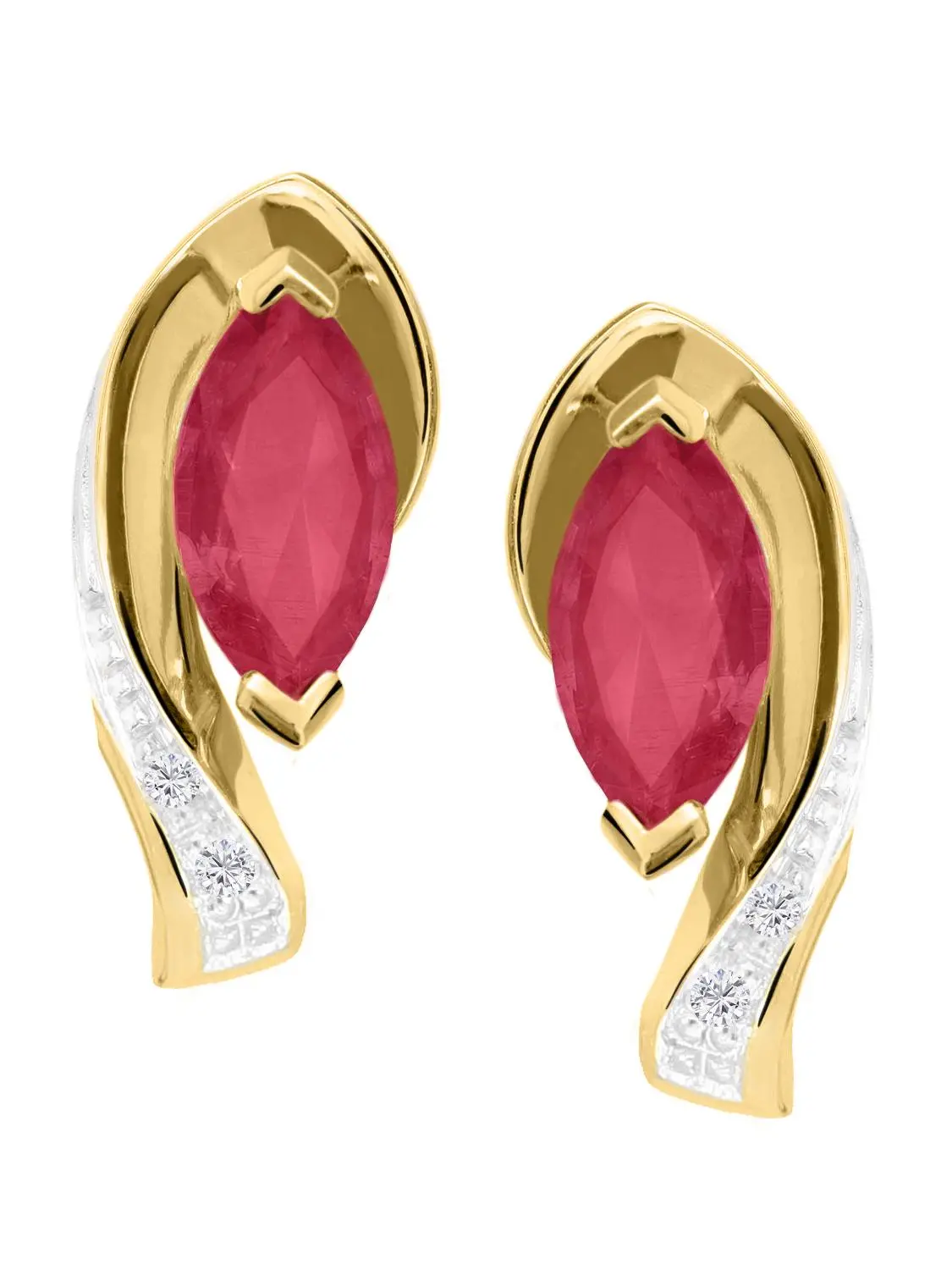 Eunundi | Ohrstecker aus echtem Gelbgold mit Rubin | Ansicht 1