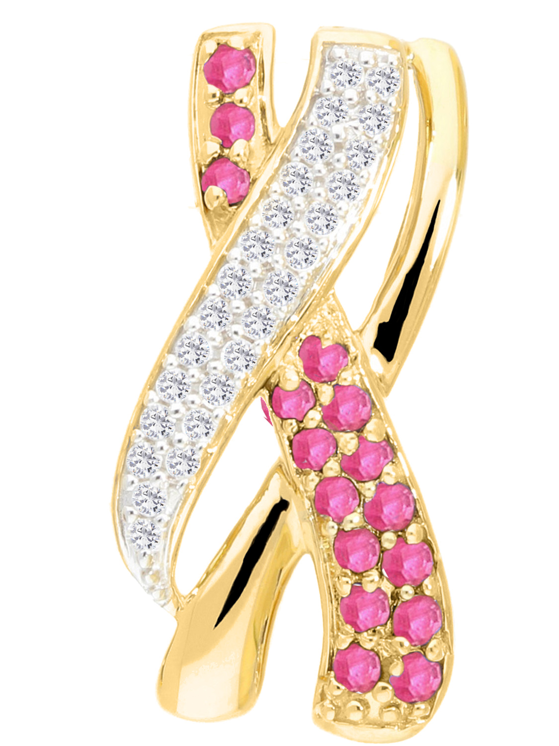 Damenanhänger aus echtem Gelbgold mit Diamant & Rubin Edelsteinen - Jacotte | Produktansicht