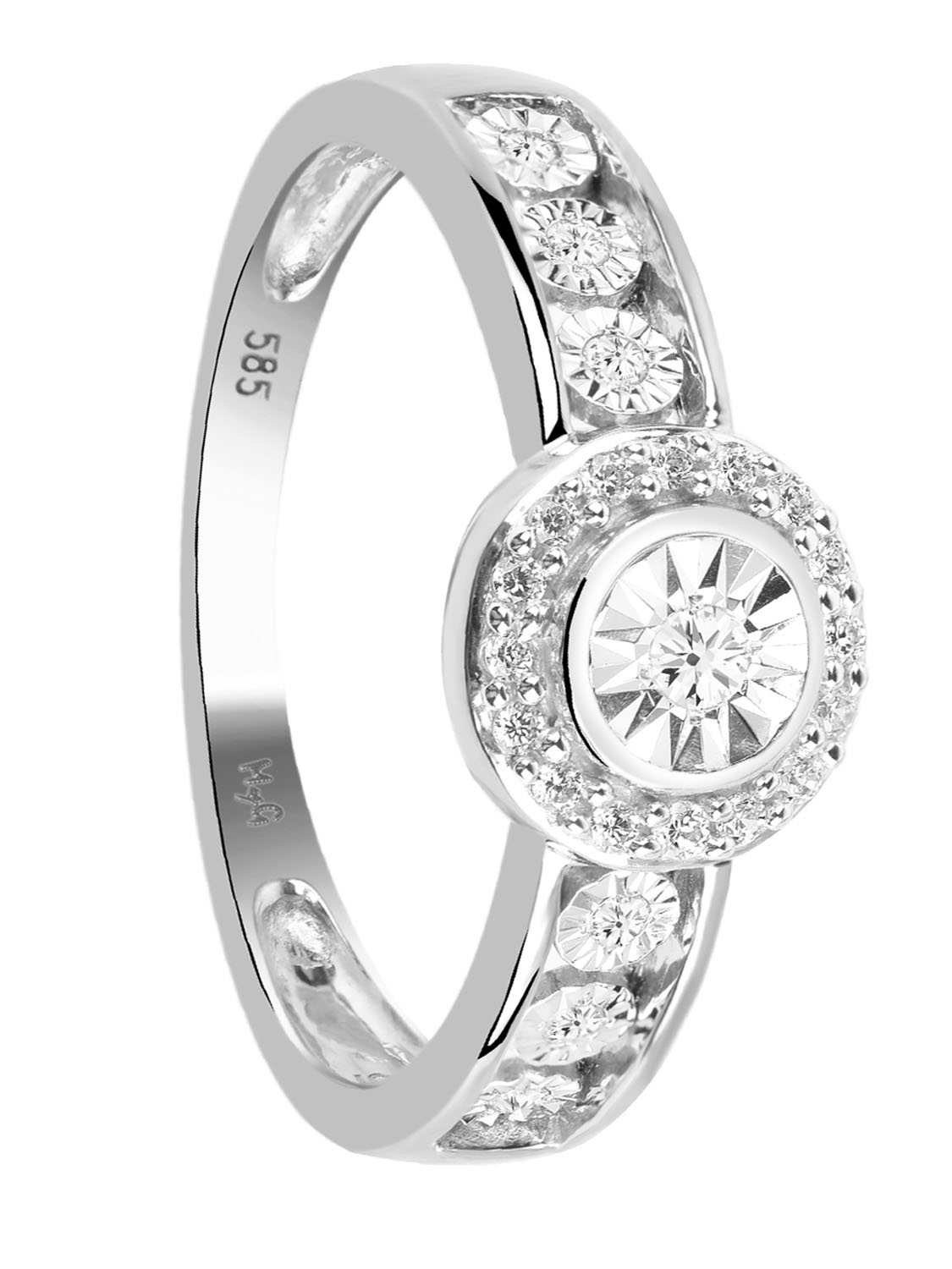 Ring aus echtem Weißgold mit Diamant - Jana | Seitenansicht