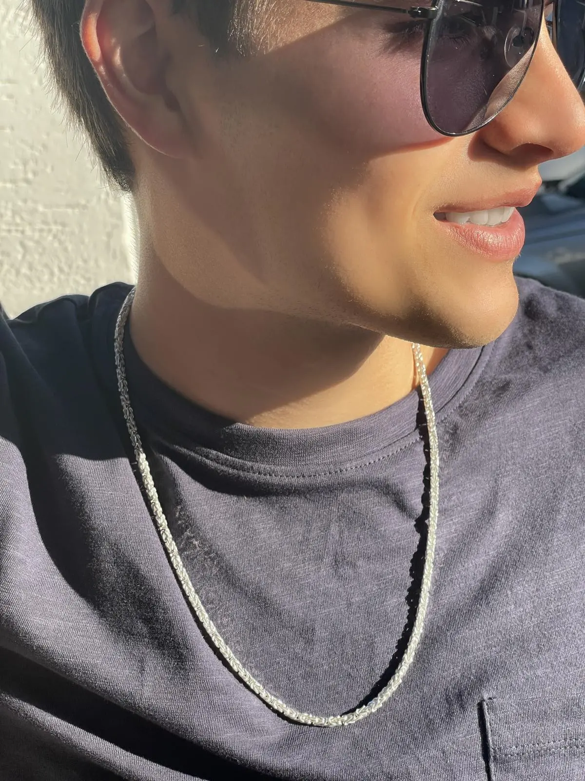 Kenmacho30 - Halskette 925 Sterlingsilber Karabiner - Breite 3 mm - Länge 60 cm Kenmacho30 - Halskette 925 Sterlingsilber Karabiner - Breite 3 mm - Länge 60 cm