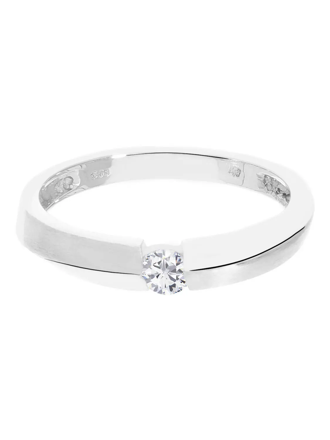 Verlobungsring aus echtem Weißgold mit Zirkonia - Pure Love | Seitenansicht