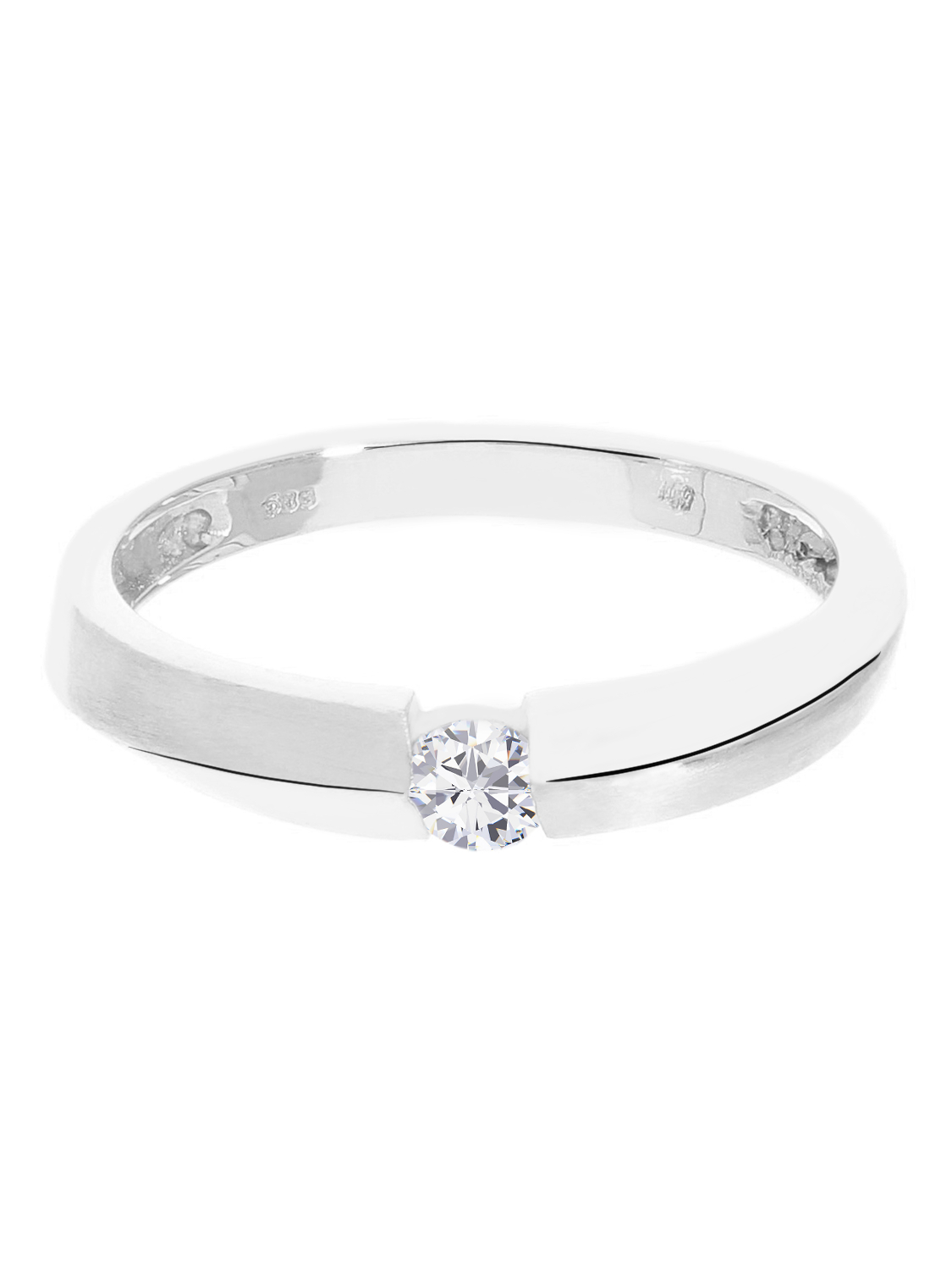 Verlobungsring aus echtem Weißgold mit Zirkonia - Pure Love | Seitenansicht