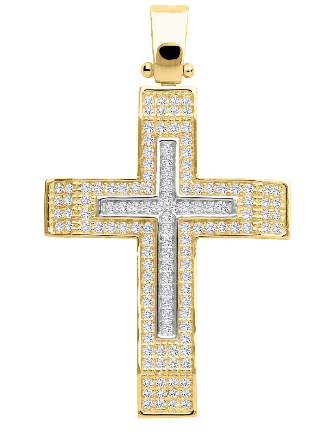 Kreuzanhänger für Damen & Herren aus echtem Gelbgold & Weißgold mit Zirkonia - Bliff | Produktansicht