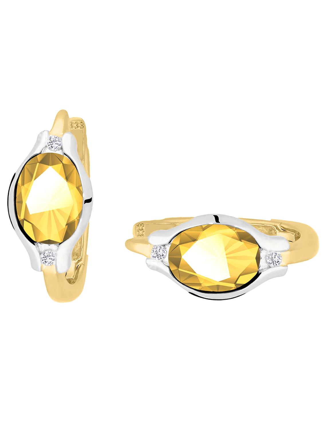 Athene - Damen Ohrringe Gold 375 Citrin Zirkonia Edelsteinohrringe