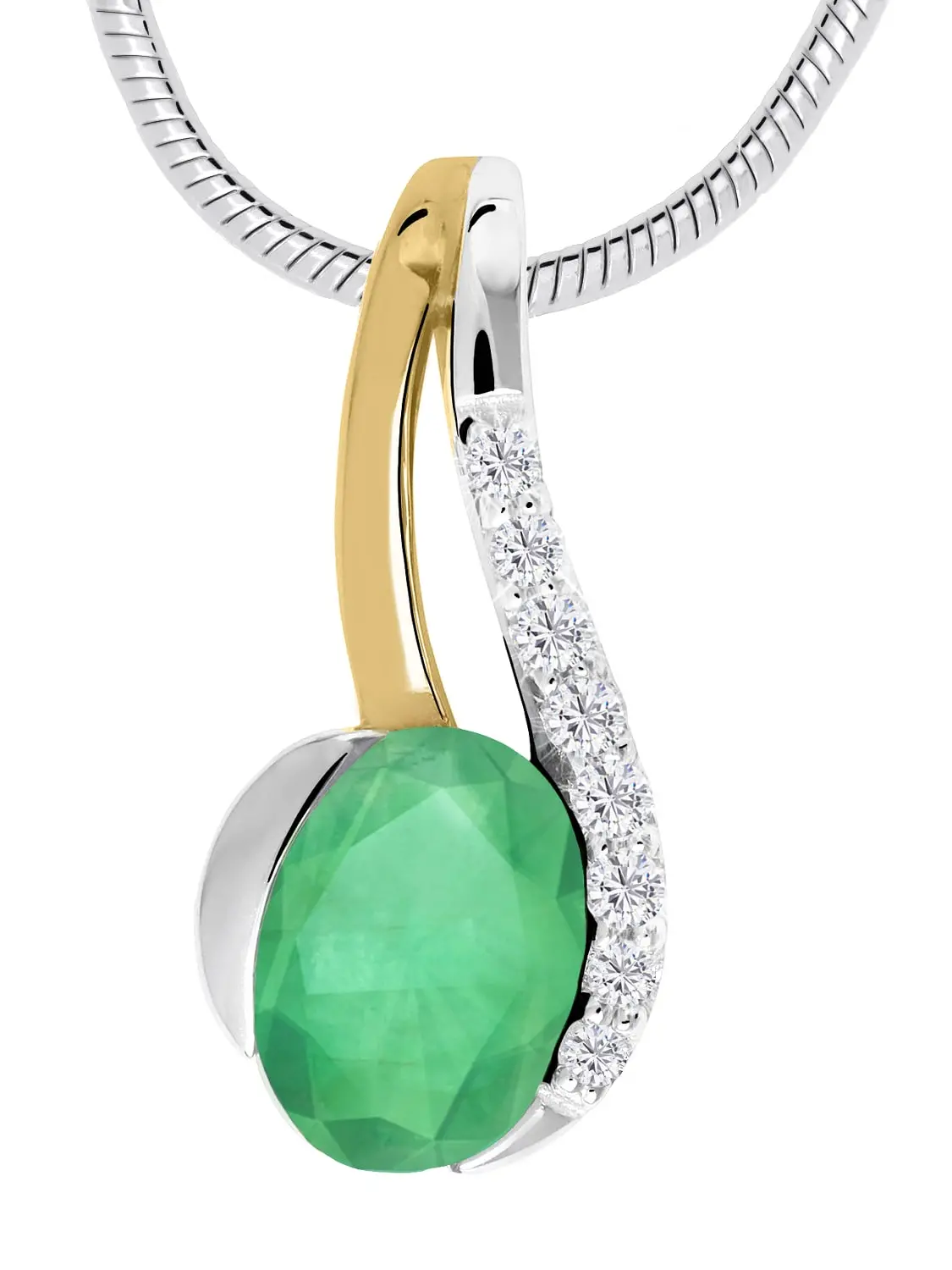 Maia | Anhänger aus echtem Gelbgold mit Smaragd & Zirkonia | Ansicht 4