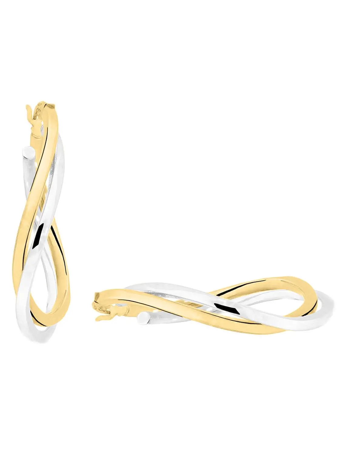 Damencreolen aus echtem Gelbgold & Weißgold - Isabella | Seitenansicht Damencreolen aus echtem Gelbgold & Weißgold - Isabella | Seitenansicht