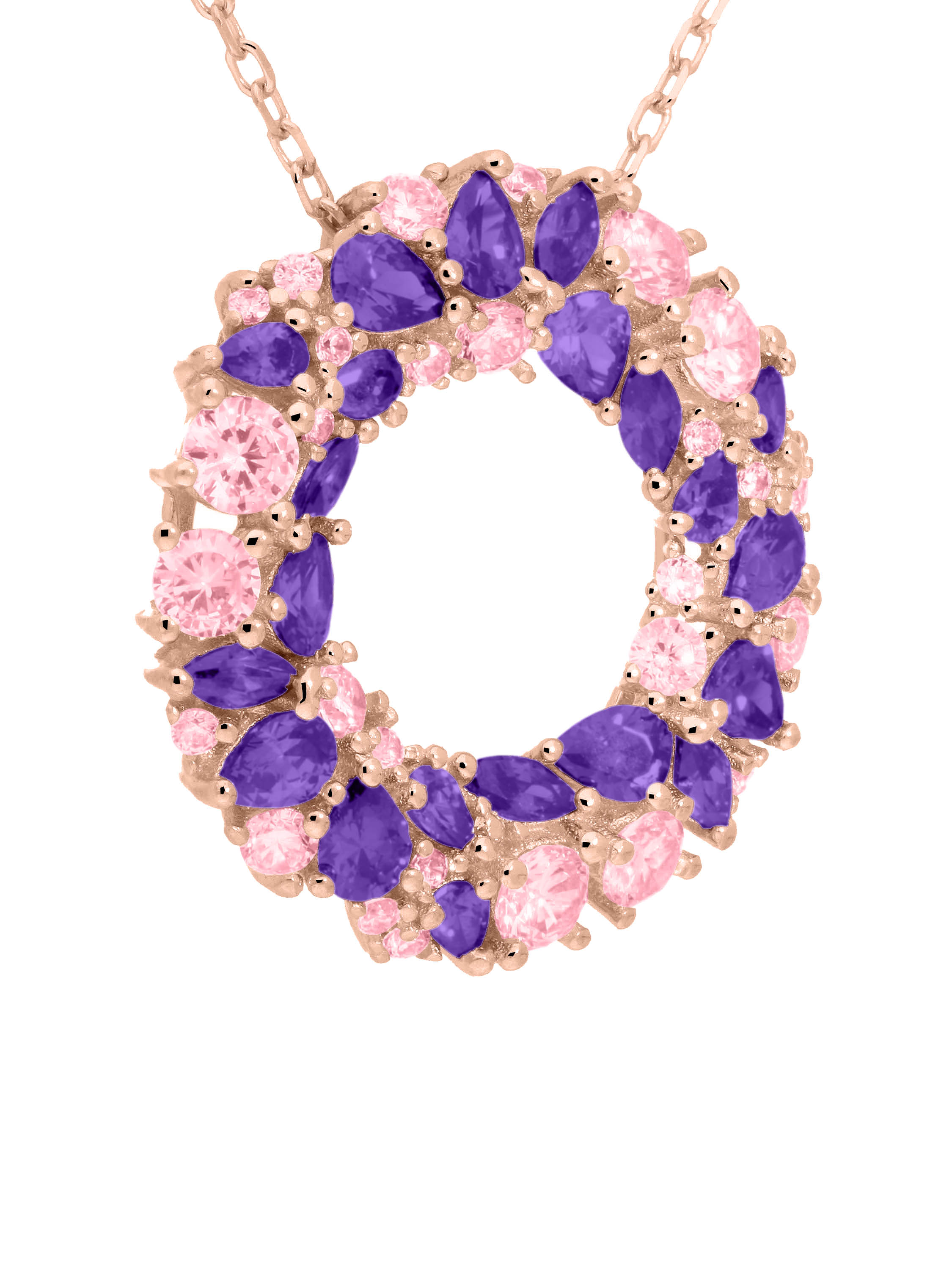 Halskette mit Anhänger aus echtem Sterlingsilber mit Zirkonia - Lavendel | Seitenansicht