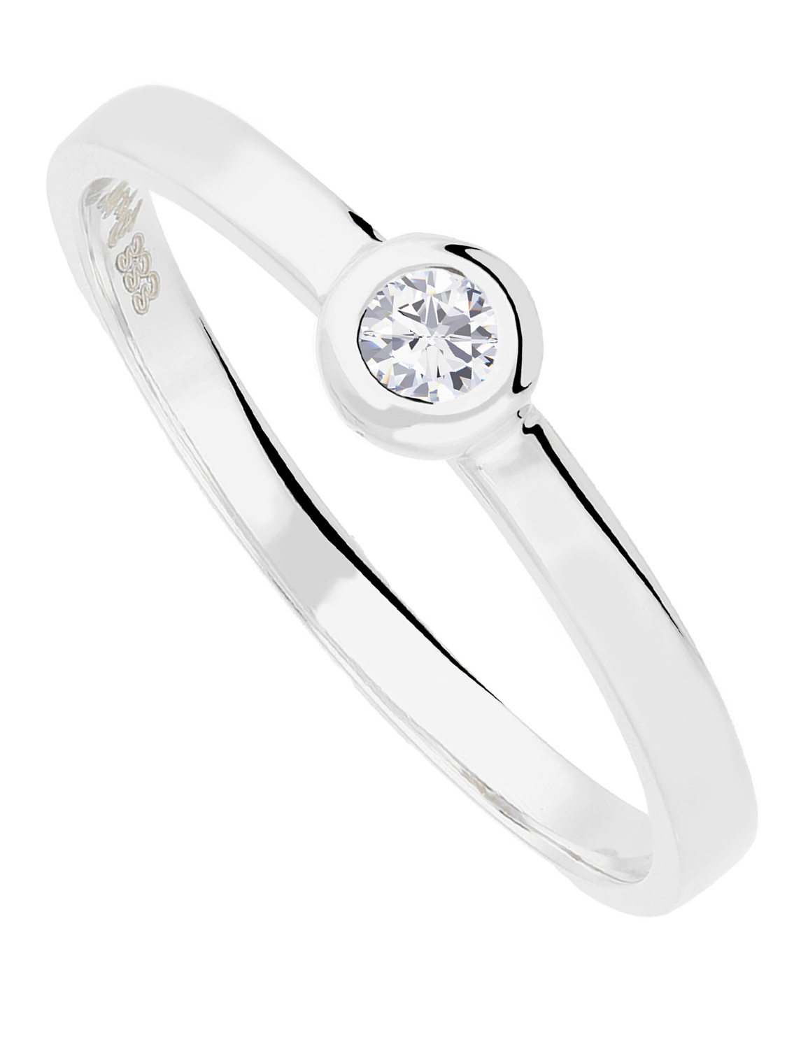 Verlobungsring aus echtem Weißgold mit Diamant - Lady Penelope | Produktansicht