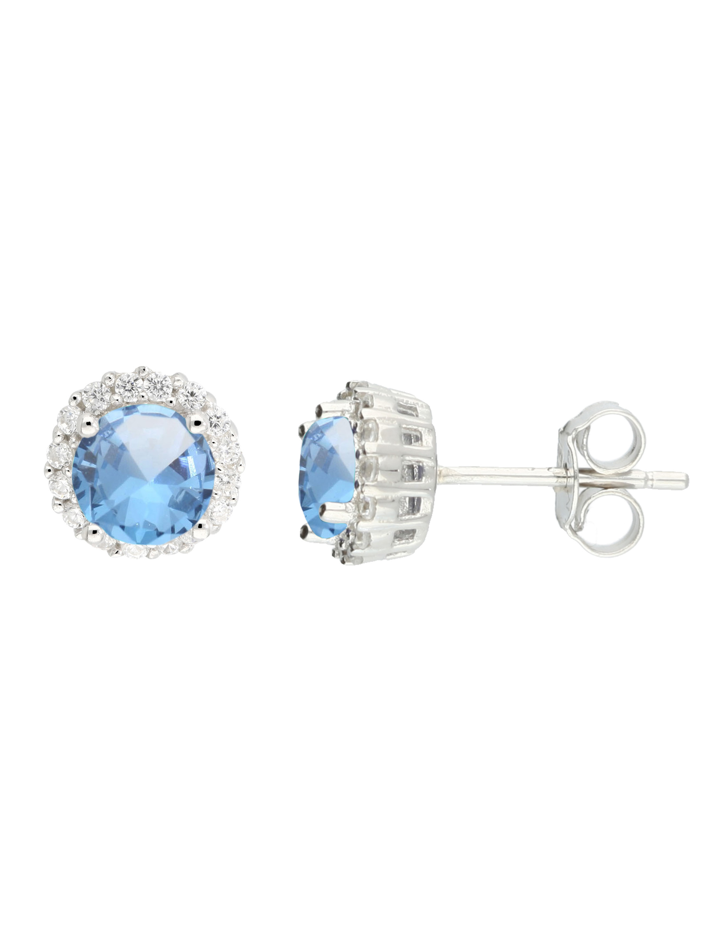 Ohrringen aus echtem Sterlingsilber mit hellblauen Zirkonia - Amazone | Detailansicht