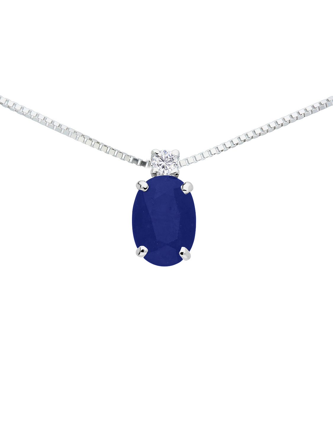 Karima - Saphir Diamant Kette mit Anhänger 585 Weißgold - 0,03ct.