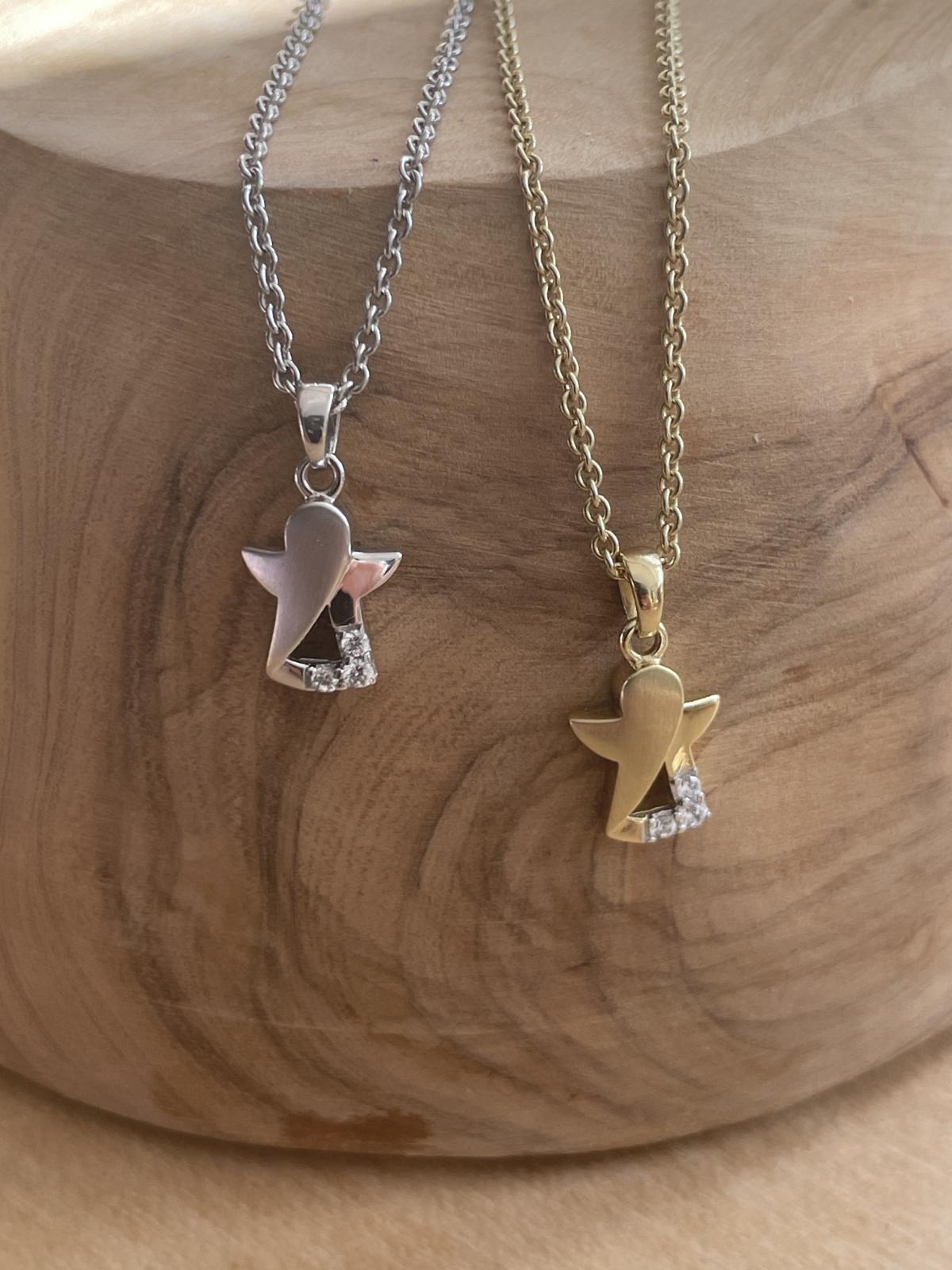 Modern Angel - Zirkonia Engelsanhänger Silber ODER Weißgold