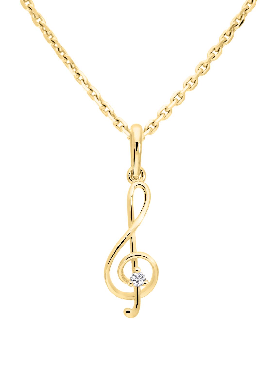 Melody - Damen & Mädchen Kettenanhänger Notenschlüssel 585 Gold mit Zirkonia Melody - Damen & Mädchen Kettenanhänger Notenschlüssel 585 Gold mit Zirkonia