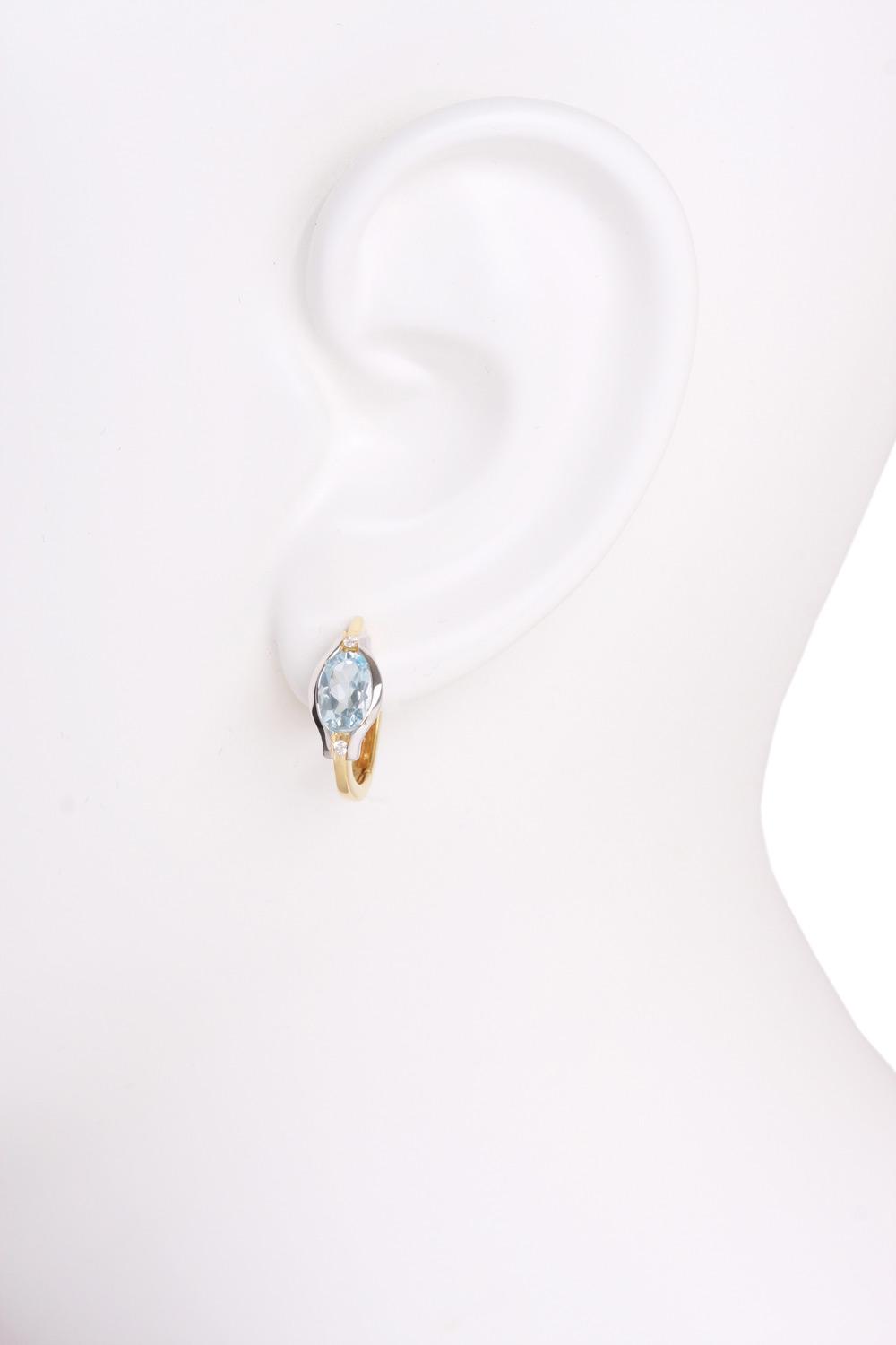 Athene - Damen Ohrringe Gold 375 Blautopas Zirkonia Edelsteinohrringe