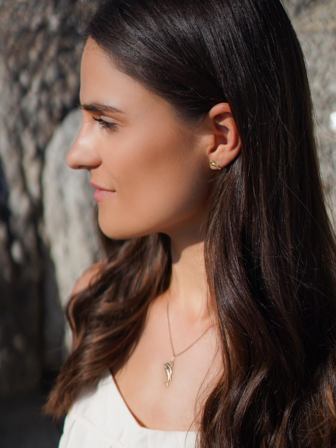 Ohrringe Damen & Mädchen Gold 333 ohne Stein Delfin | Dolphin Twins